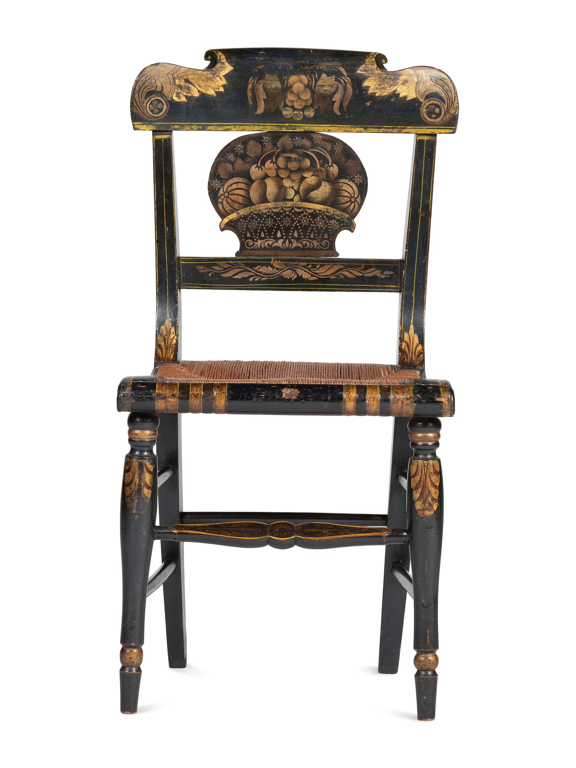 A Classical Paint and Stencil Decorated Fancy Chair