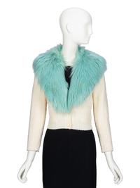 GUCCI, FAUX FUR-COLLAR CROPPED CARDGIAN