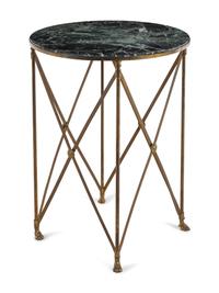 A Neoclassical Style Brass Marble-Top Side Table