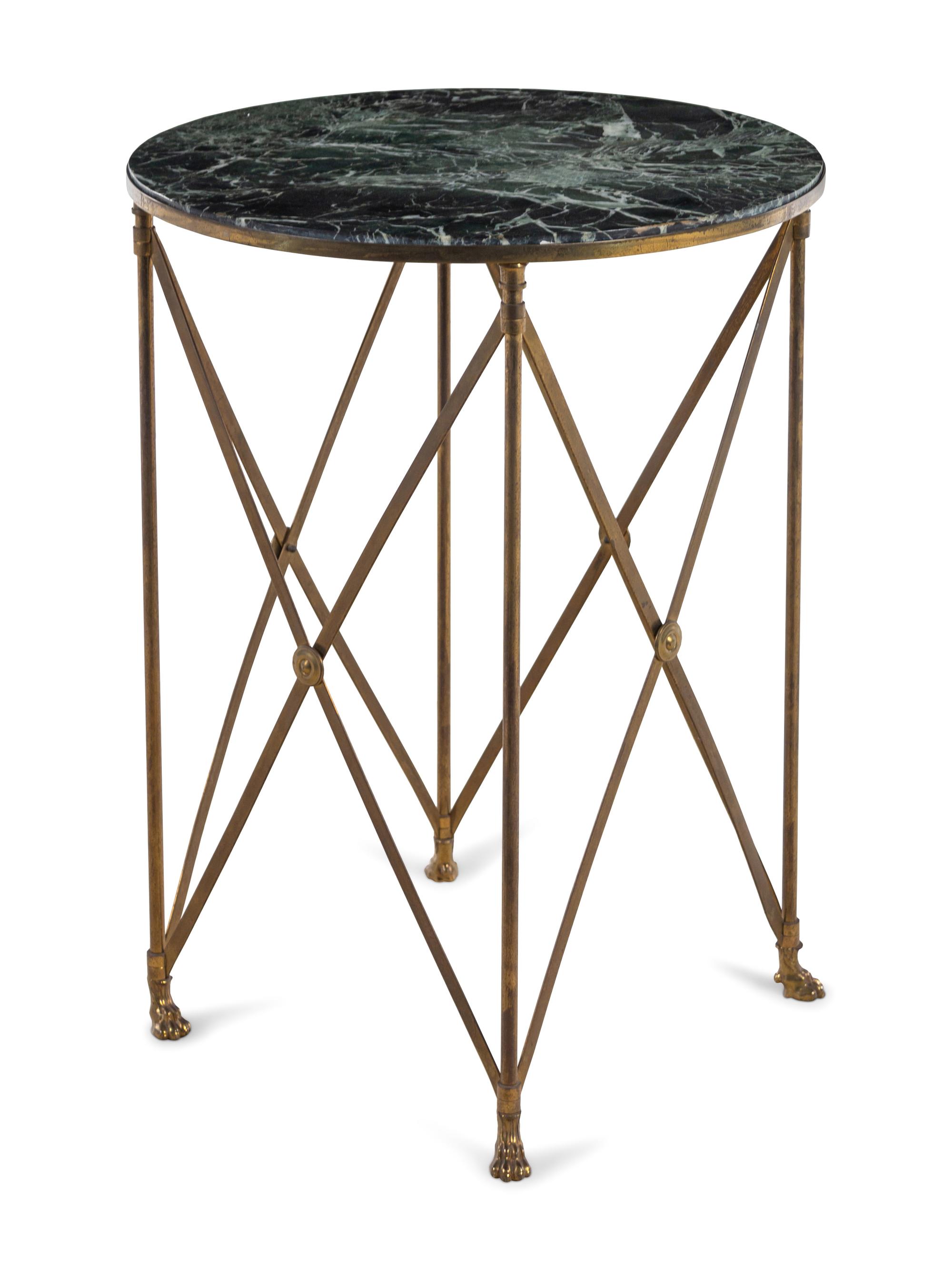 A Neoclassical Style Brass Marble-Top Side Table
