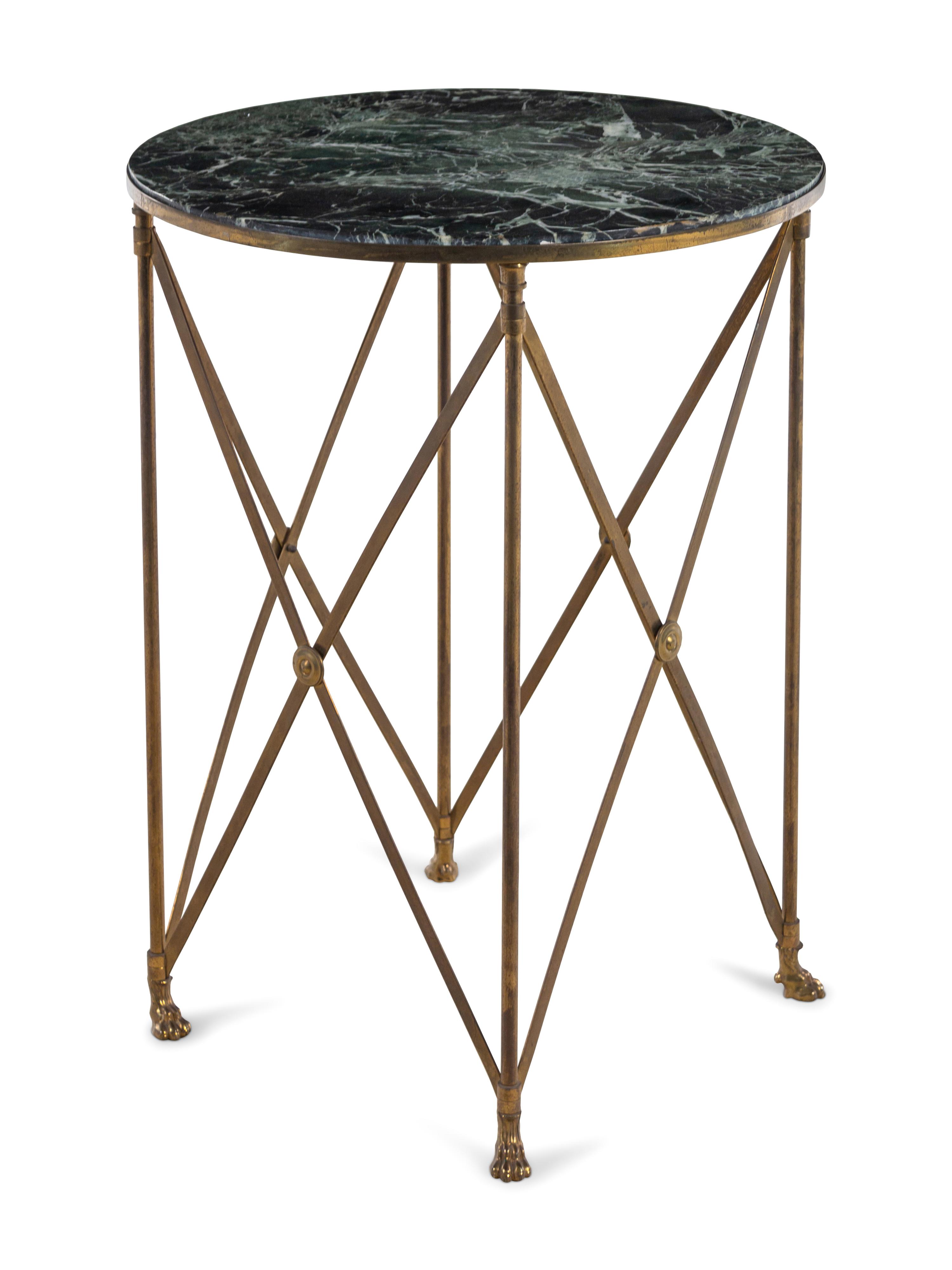 A Neoclassical Style Brass Marble-Top Side Table