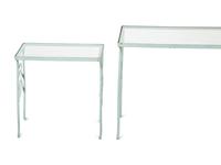 A Nest of Three Salterini Laurel Wrought Iron and Glass Top Tables
