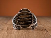 Navajo Silver Cuff Bracelet, with Large Natural Turquoise Stone
