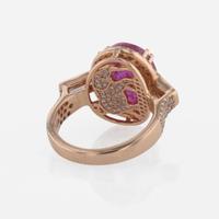 A Ruby, Diamond, and 18K Rose Gold Ring