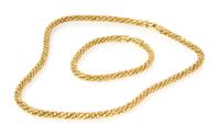 An 18 Karat Yellow Gold Popcorn Link Demi Parure, Italy, 37.60 dwts.