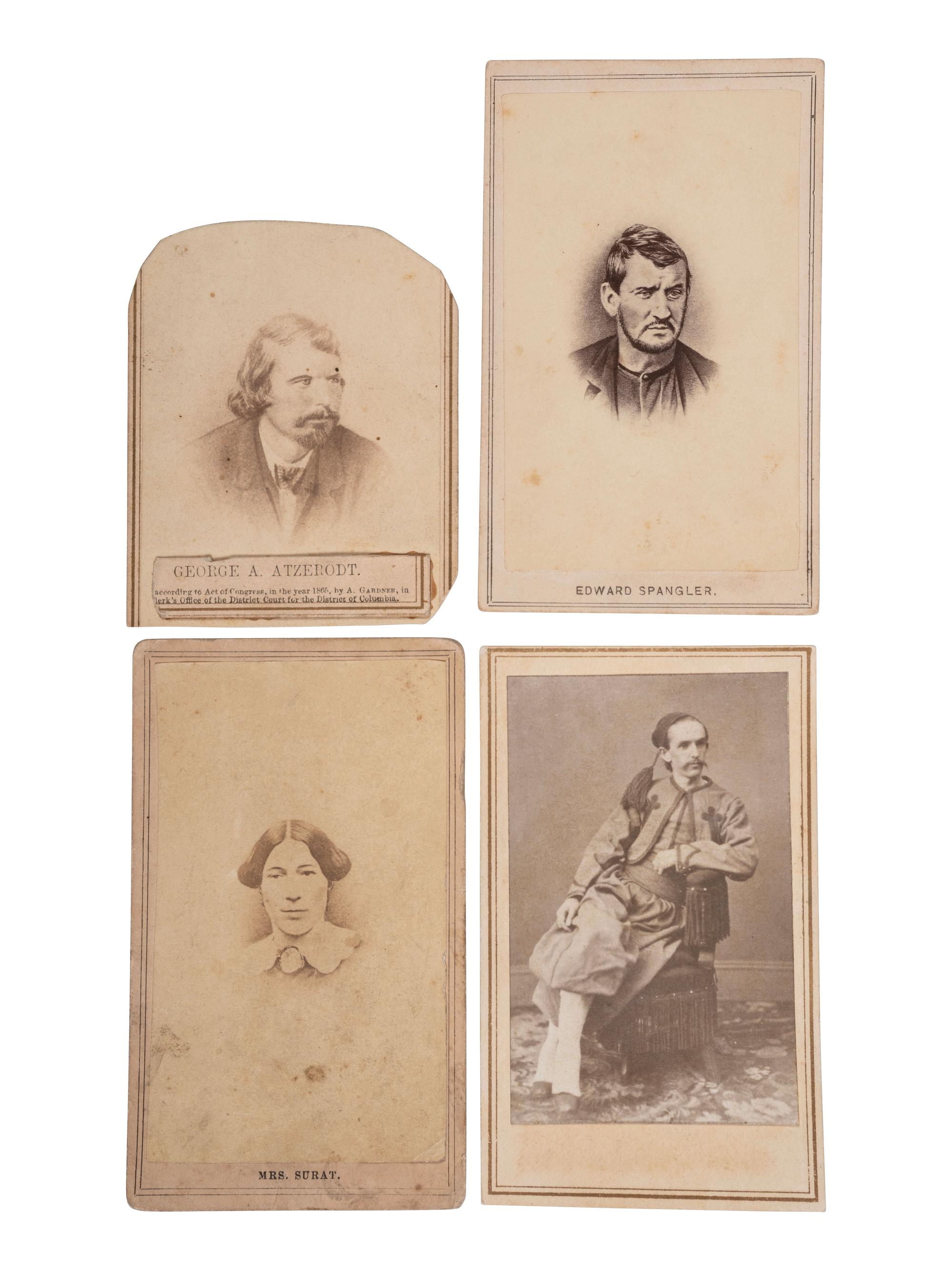 [LINCOLN ASSASSINATION]. A group of 4 CDVs of Lincoln conspirators, incl. Surratt, Spangler, and Atzerodt.