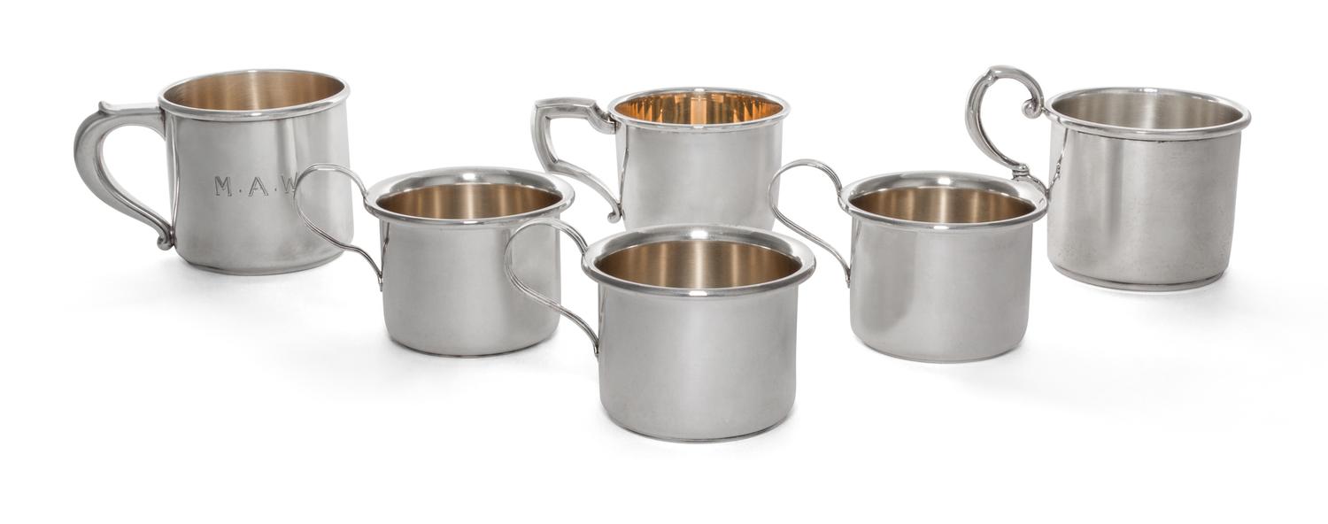 A Collection of American Silver Child's Cups, 20th Century, one Wallace, one Webb and four Arrowsmith.