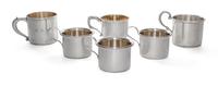 A Collection of American Silver Child's Cups, 20th Century, one Wallace, one Webb and four Arrowsmith.