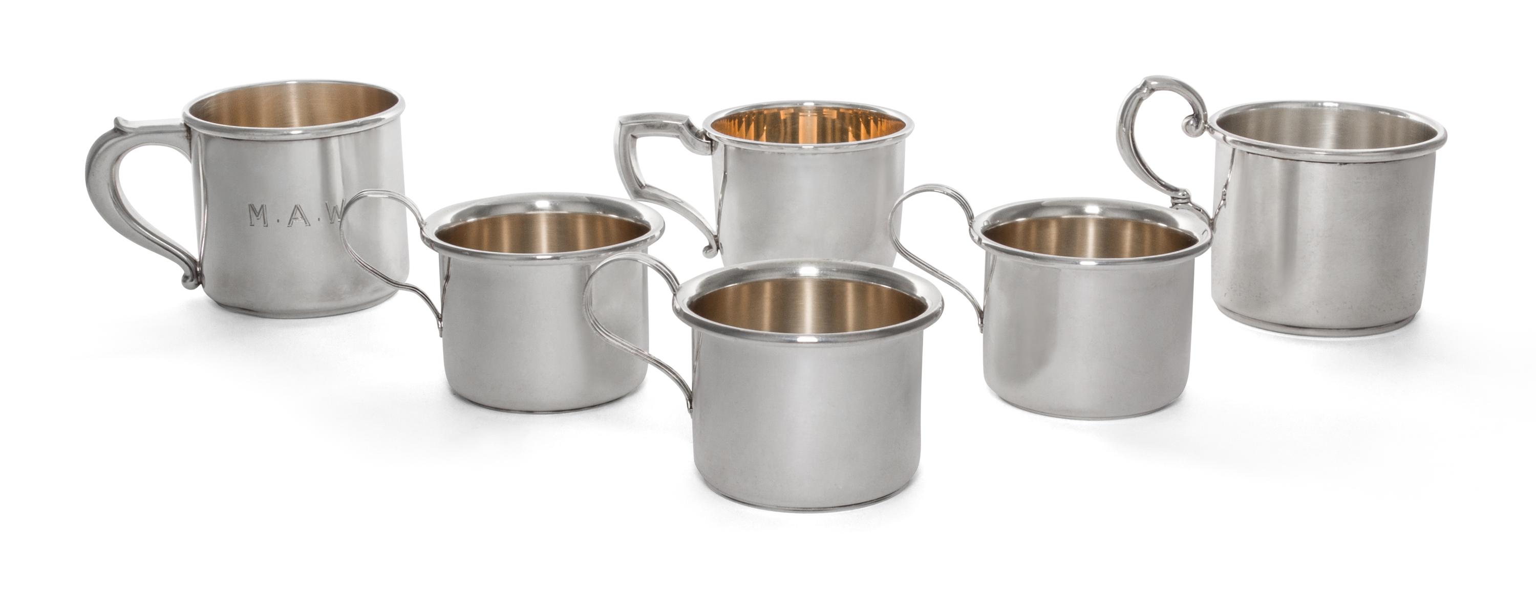 A Collection of American Silver Child's Cups, 20th Century, one Wallace, one Webb and four Arrowsmith.