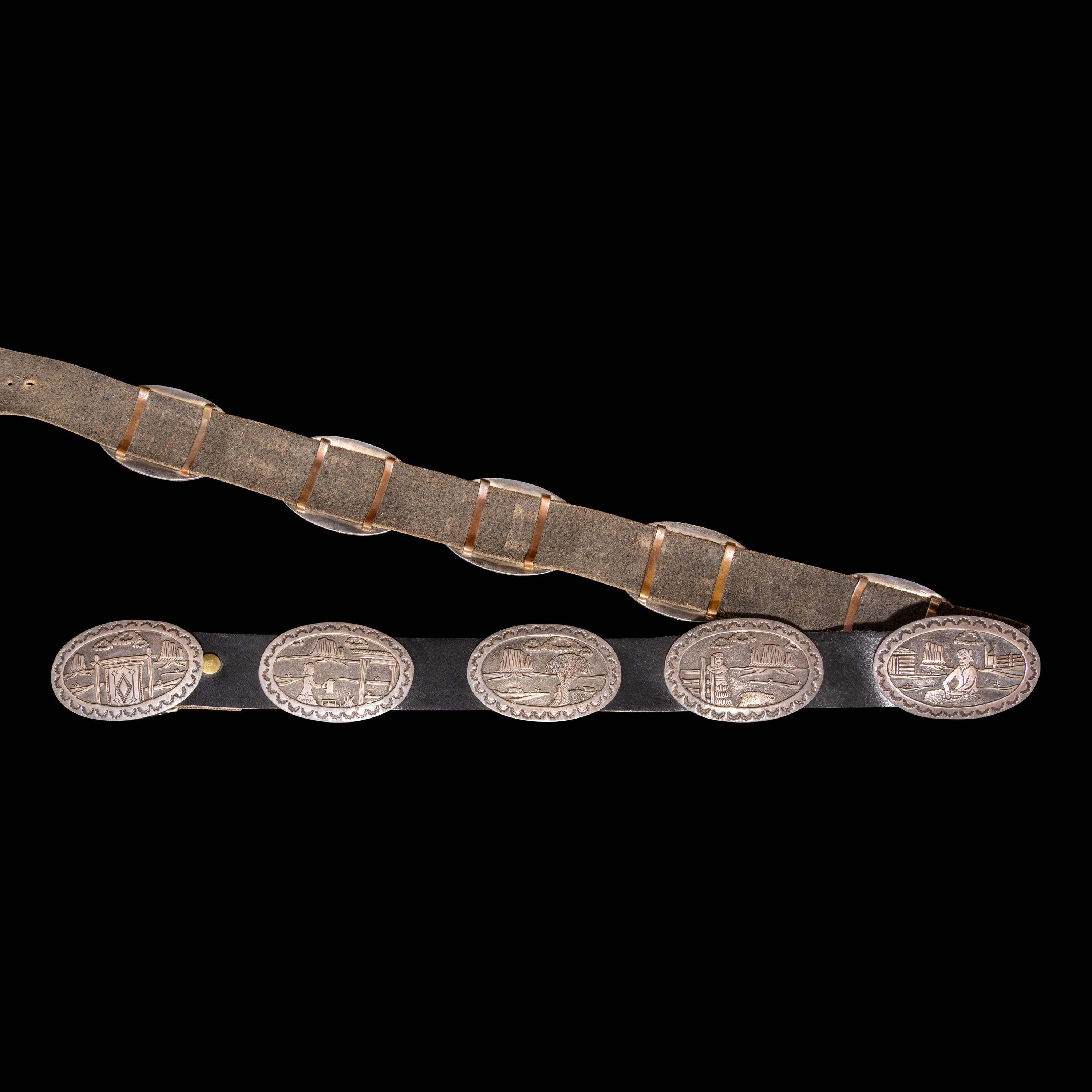 Navajo Sterling Silver Storyteller Concha Belt