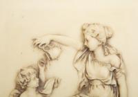 Four Faux Marble Resin Bas Relief Panels of Putti and Classical Figures