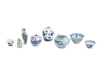 Eight Chinese Blue and White Porcelain Articles