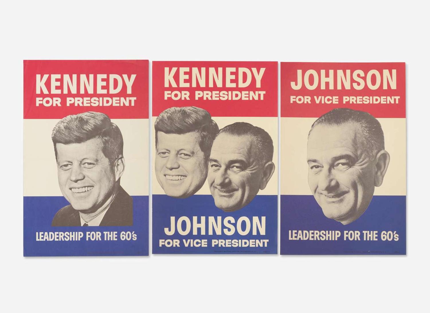 [Presidential] [Kennedy, John F., and Lyndon B. Johnson] Group of 3 Kennedy and Johnson Campaign Posters