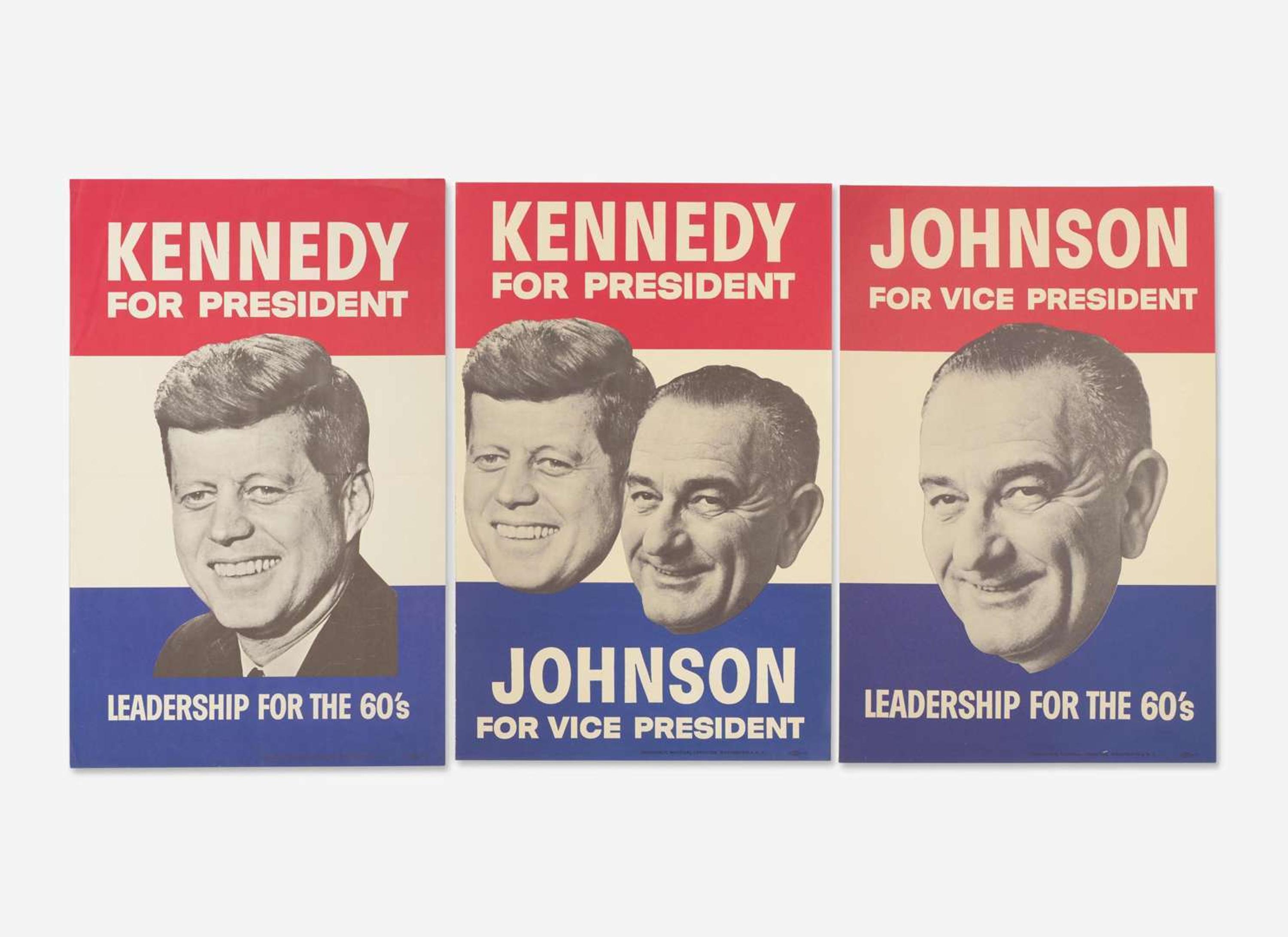 [Presidential] [Kennedy, John F., and Lyndon B. Johnson] Group of 3 Kennedy and Johnson Campaign Posters