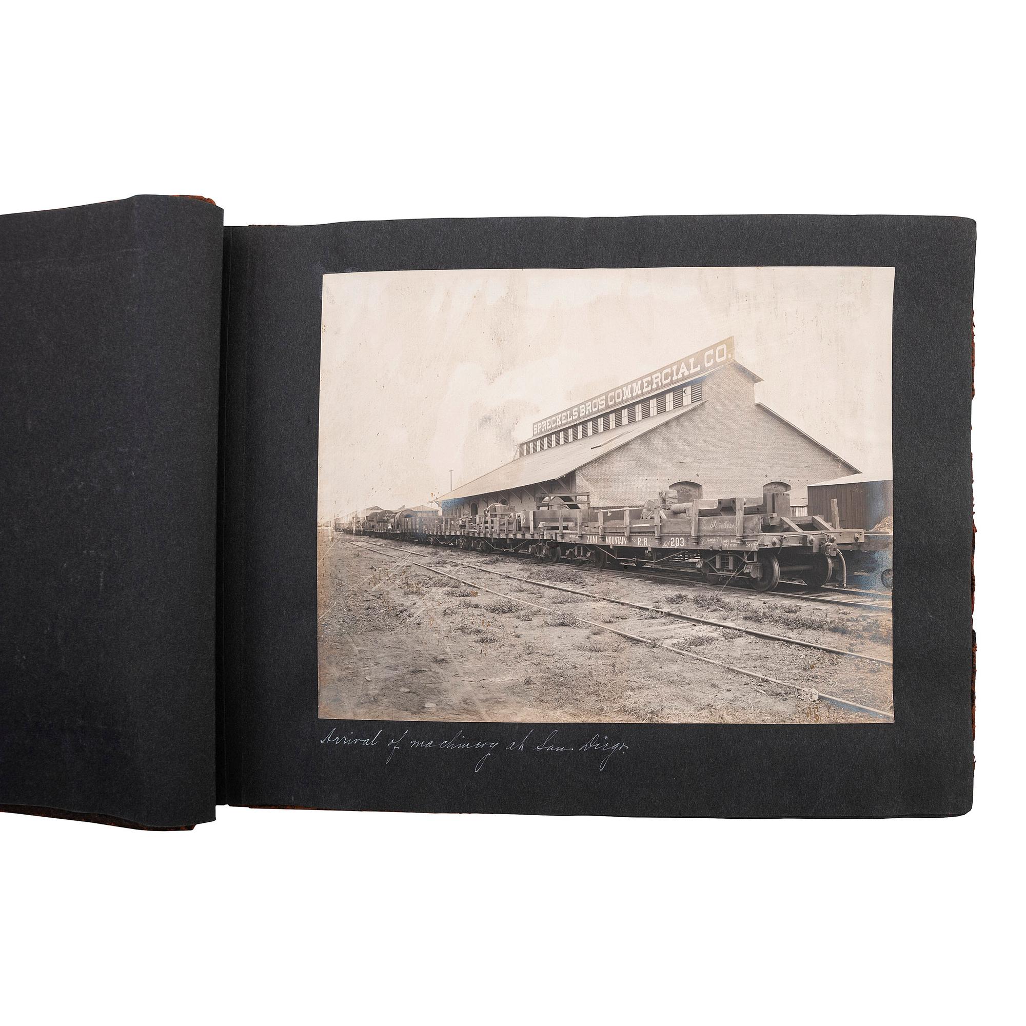 [MINING]. Album with photographs of mine equipment delivery and construction. San Diego, CA and El Alamo, Mexico: N.p., 1905.