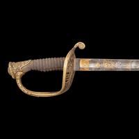 Cased Damascus Bladed Import 1850 Staff & Field Officers Sword Presented to Capt. (Major) William Wood - 9th NY Heavy Artillery with Belt and Sash
