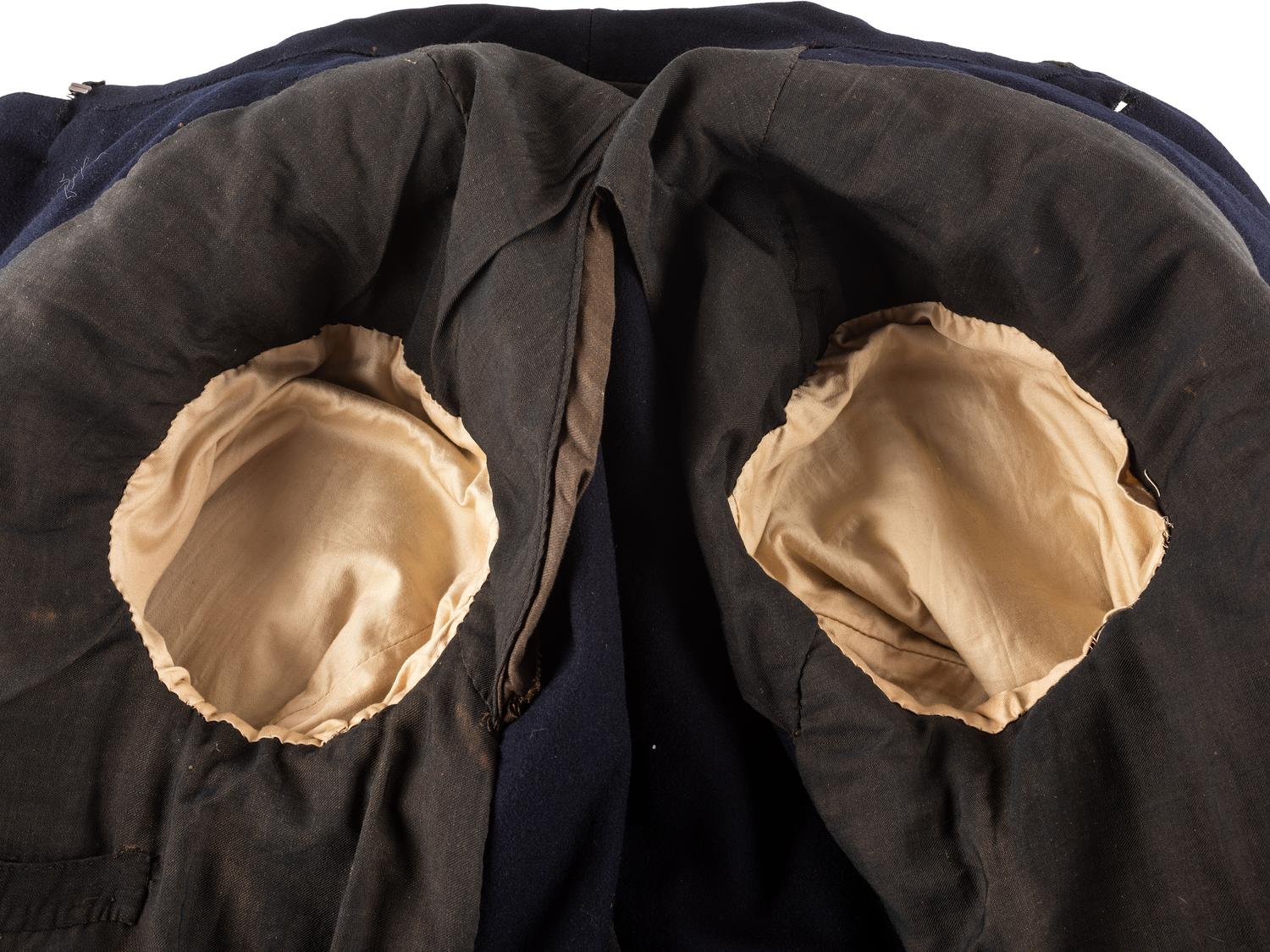 [CIVIL WAR]. Private purchase officer's sack coat, kepi, and carpet bag identified to Lieutenant Albert C. Sparks, Co. B, 37th Massachusetts Volunteers.