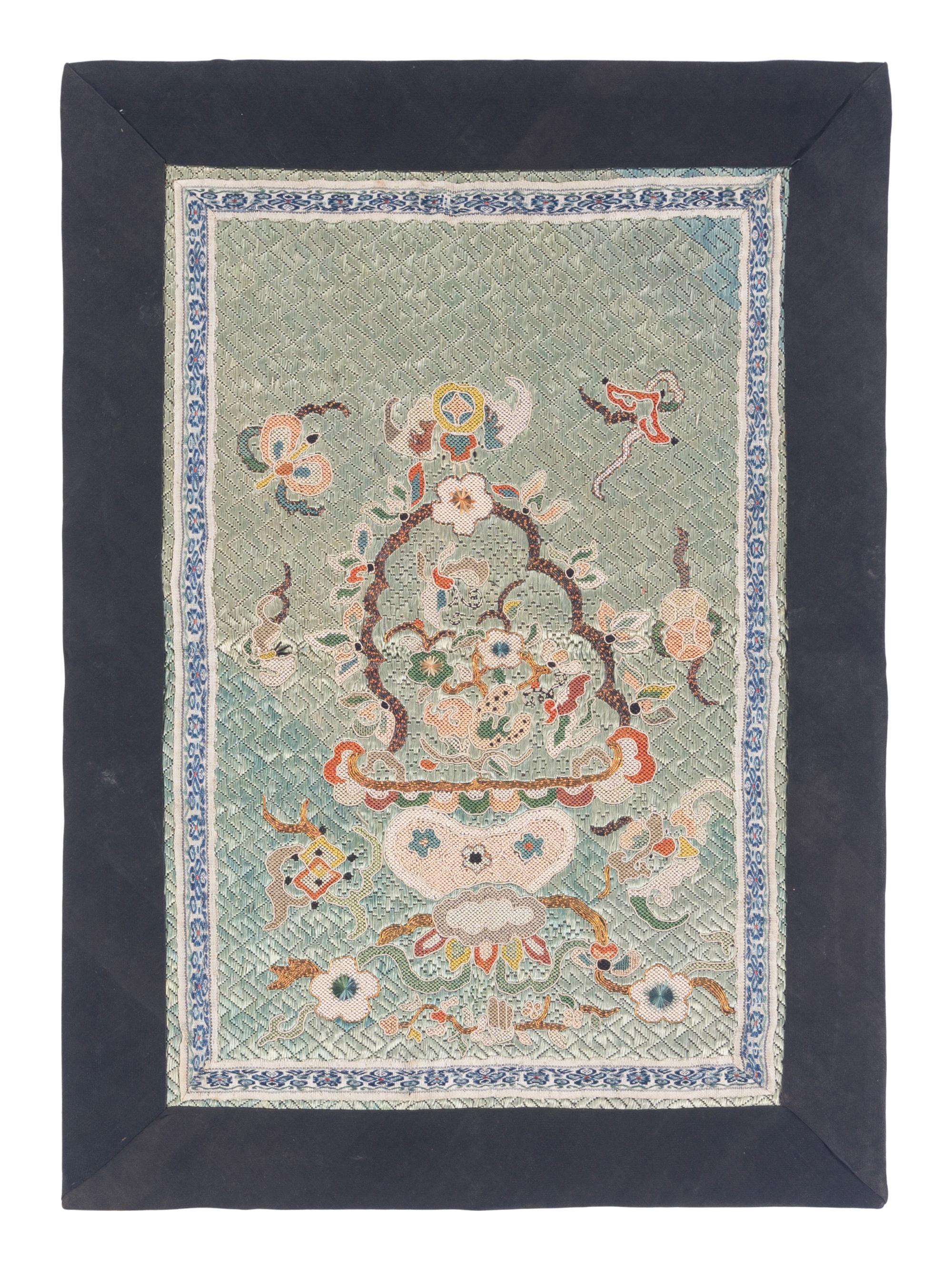 Five Chinese Embroidered Silk Panels