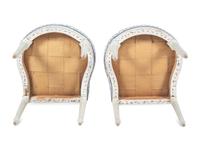 A Set of Four Louis XVI Blue and White-Painted Side Chairs