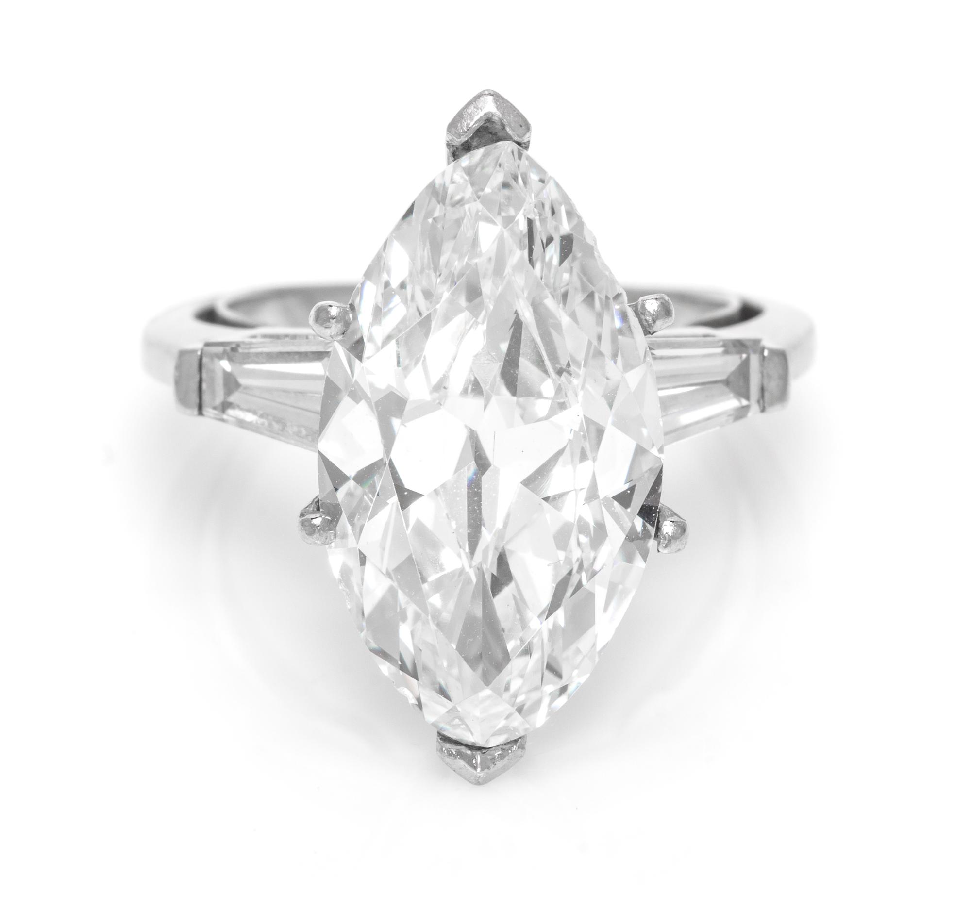 A Platinum and Marquise Cut Diamond Ring, 4.80 dwts.
