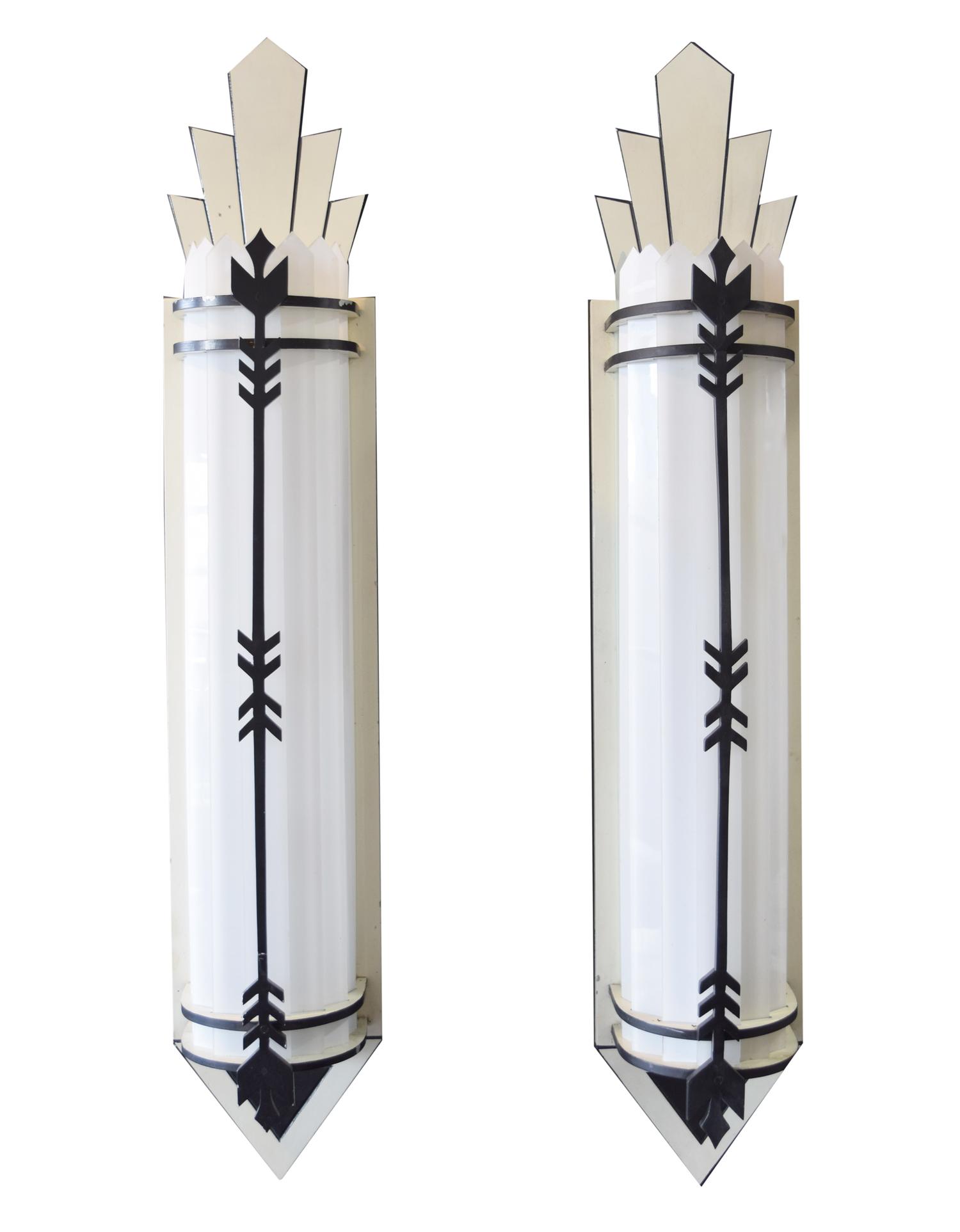 A Pair of Theatre Wall Sconces 10.5" W x 8.5" D x 59.5" H, — United States, Circa 1930