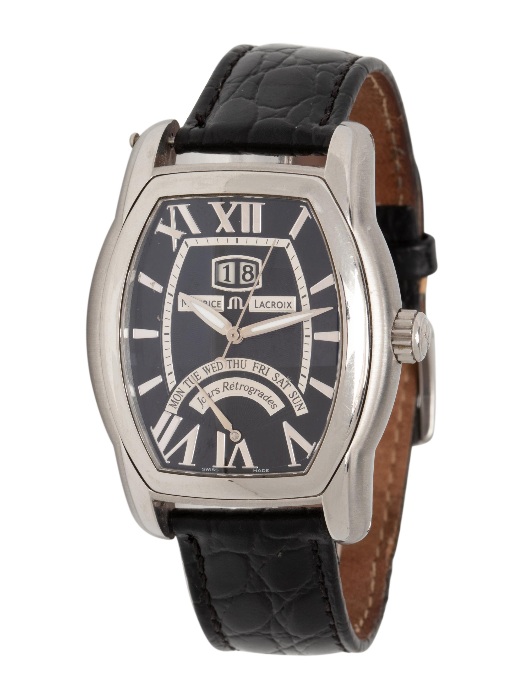 MAURICE LACROIX, REF. 6119 STAINLESS STEEL RETROGRADE 'MASTERPIECE' WRISTWATCH