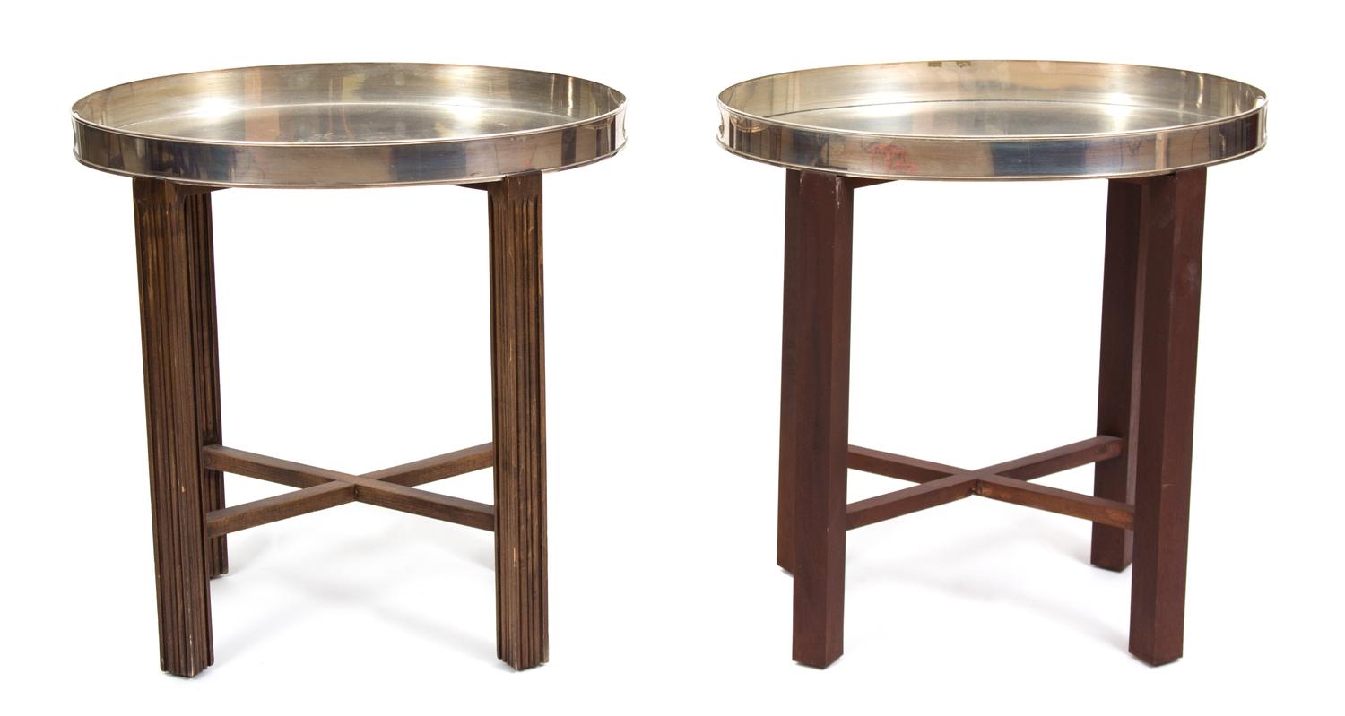 A Pair of Silverplate Oval Serving Trays Height 24 1/2 x width 24 1/2 x depth 16 inches. — 20TH CENTURY