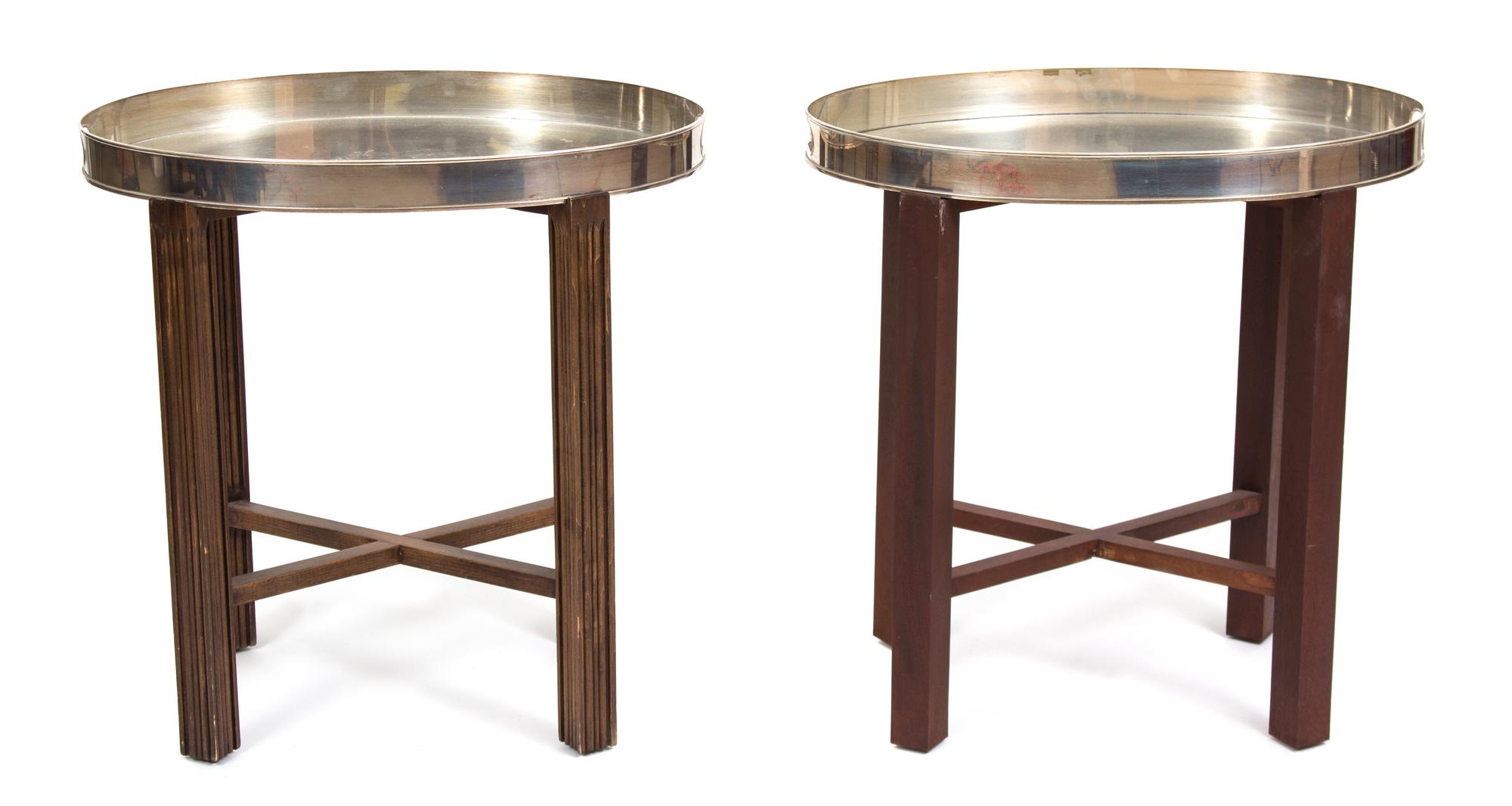 A Pair of Silverplate Oval Serving Trays Height 24 1/2 x width 24 1/2 x depth 16 inches. — 20TH CENTURY