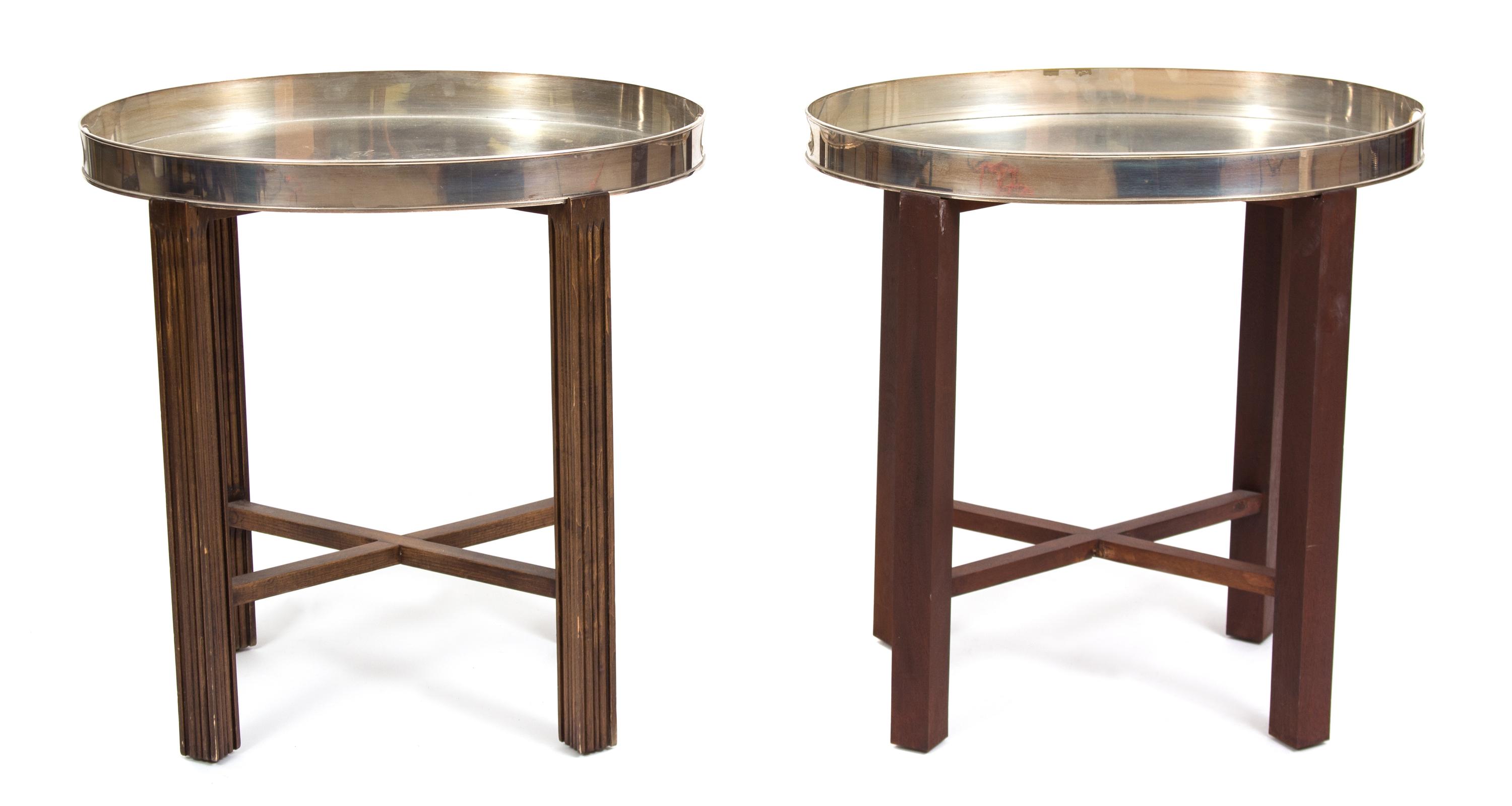 A Pair of Silverplate Oval Serving Trays Height 24 1/2 x width 24 1/2 x depth 16 inches. — 20TH CENTURY