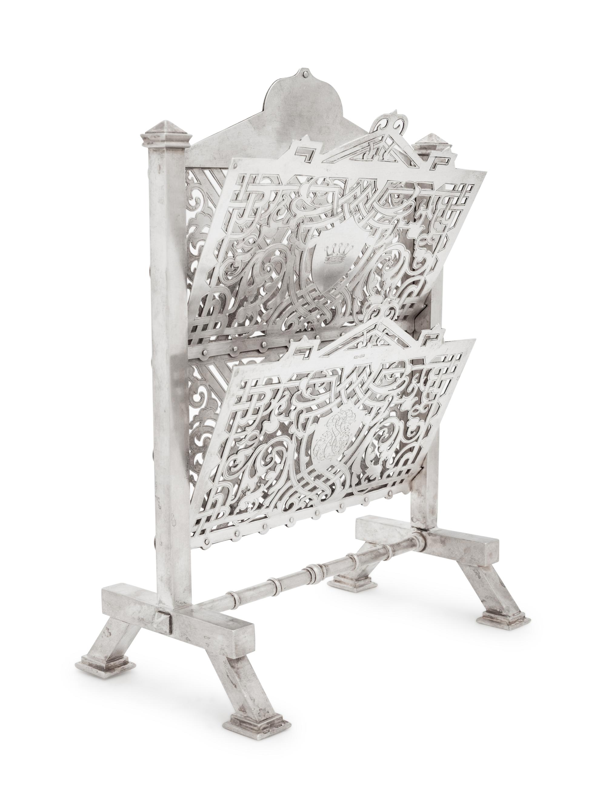 A Russian Silver Letter Rack