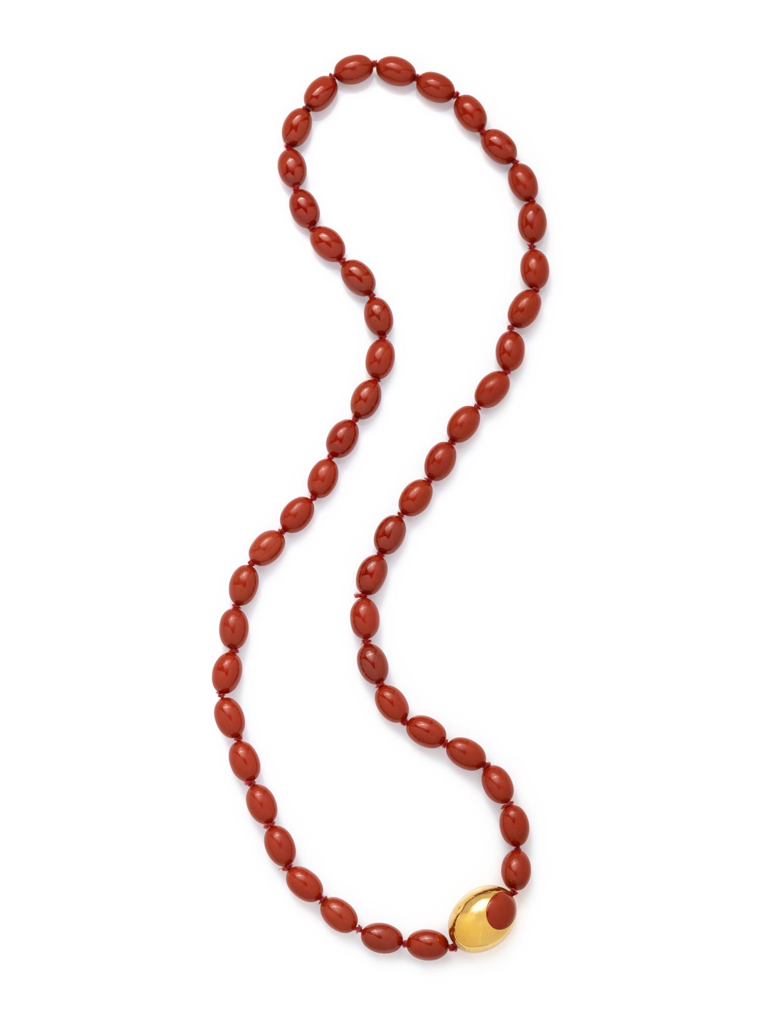 TIFFANY & CO., ANGELA CUMMINGS, YELLOW GOLD AND JASPER BEAD NECKLACE