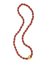 TIFFANY & CO., ANGELA CUMMINGS, YELLOW GOLD AND JASPER BEAD NECKLACE