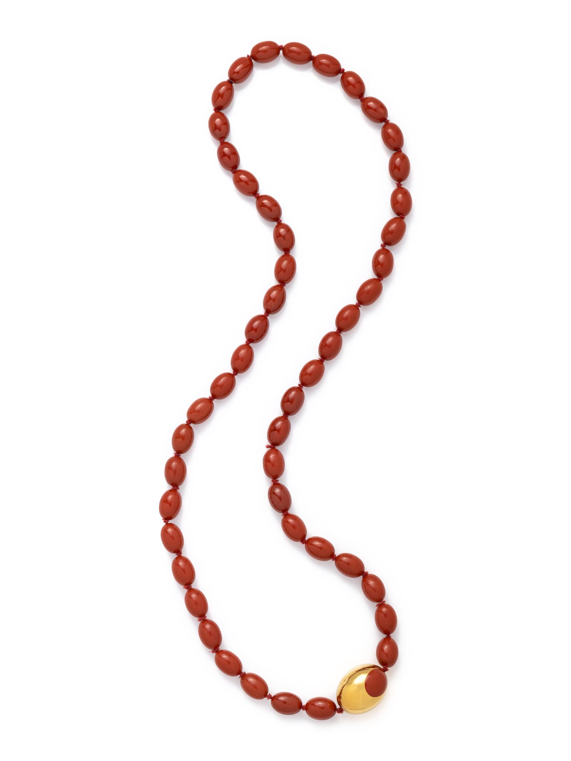 TIFFANY & CO., ANGELA CUMMINGS, YELLOW GOLD AND JASPER BEAD NECKLACE
