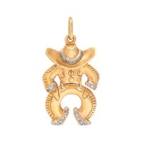 BICOLOR GOLD AND DIAMOND COWBOY PENDANT