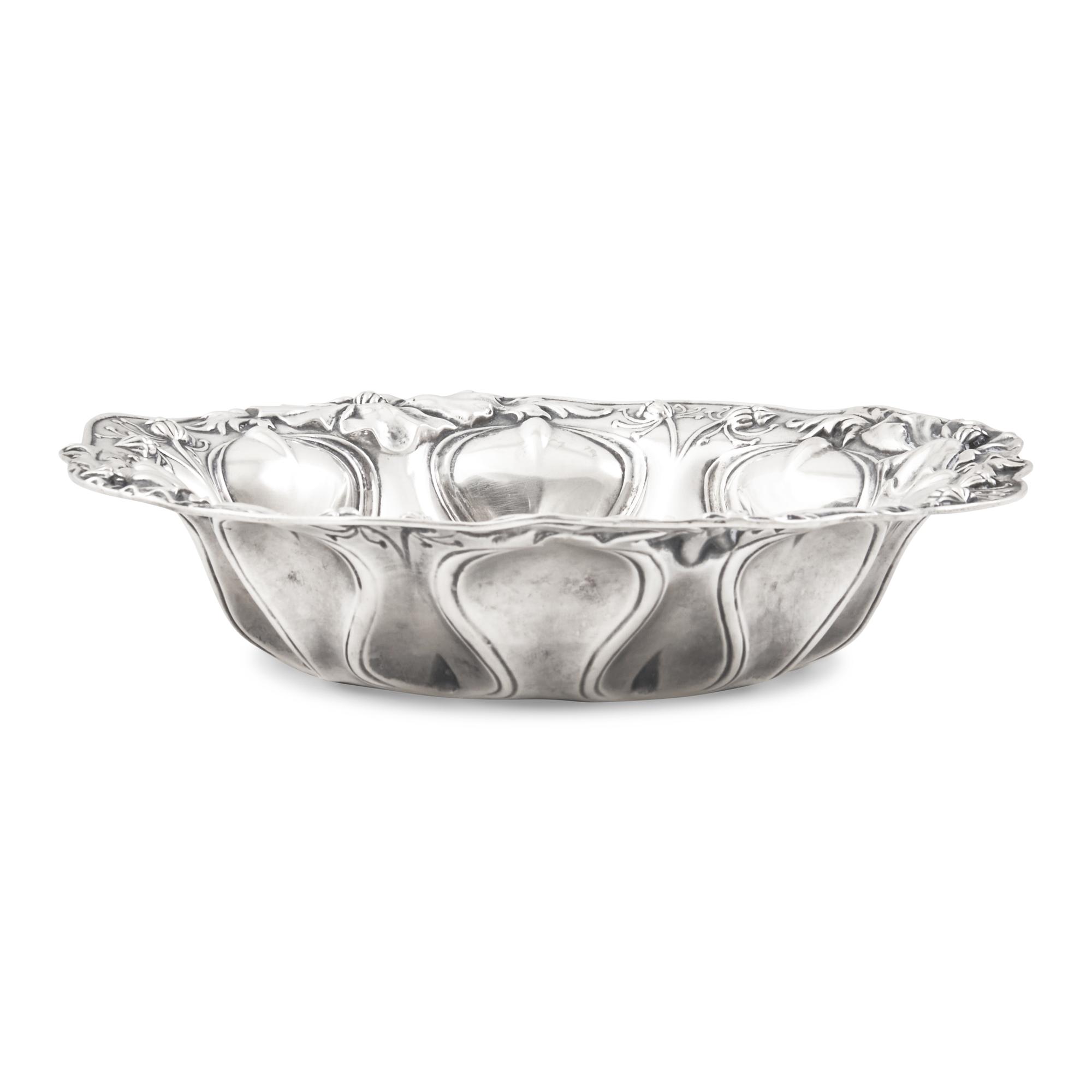 An American Art Nouveau Silver Floral Repousse Bowl