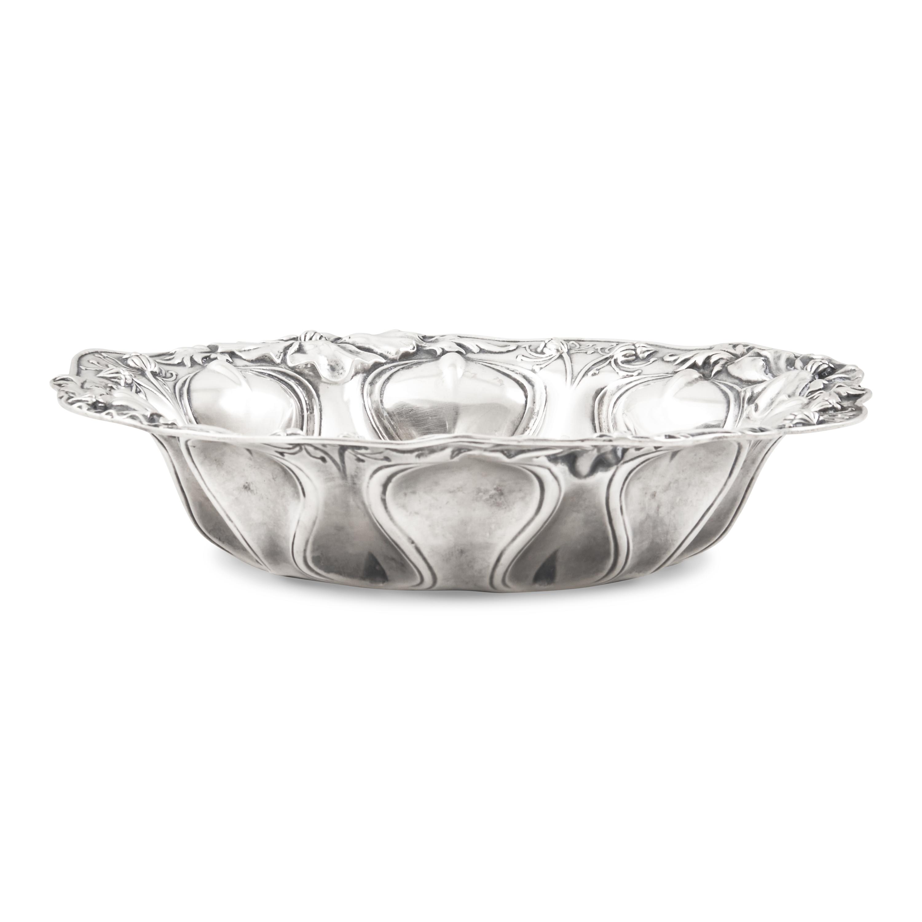 An American Art Nouveau Silver Floral Repousse Bowl