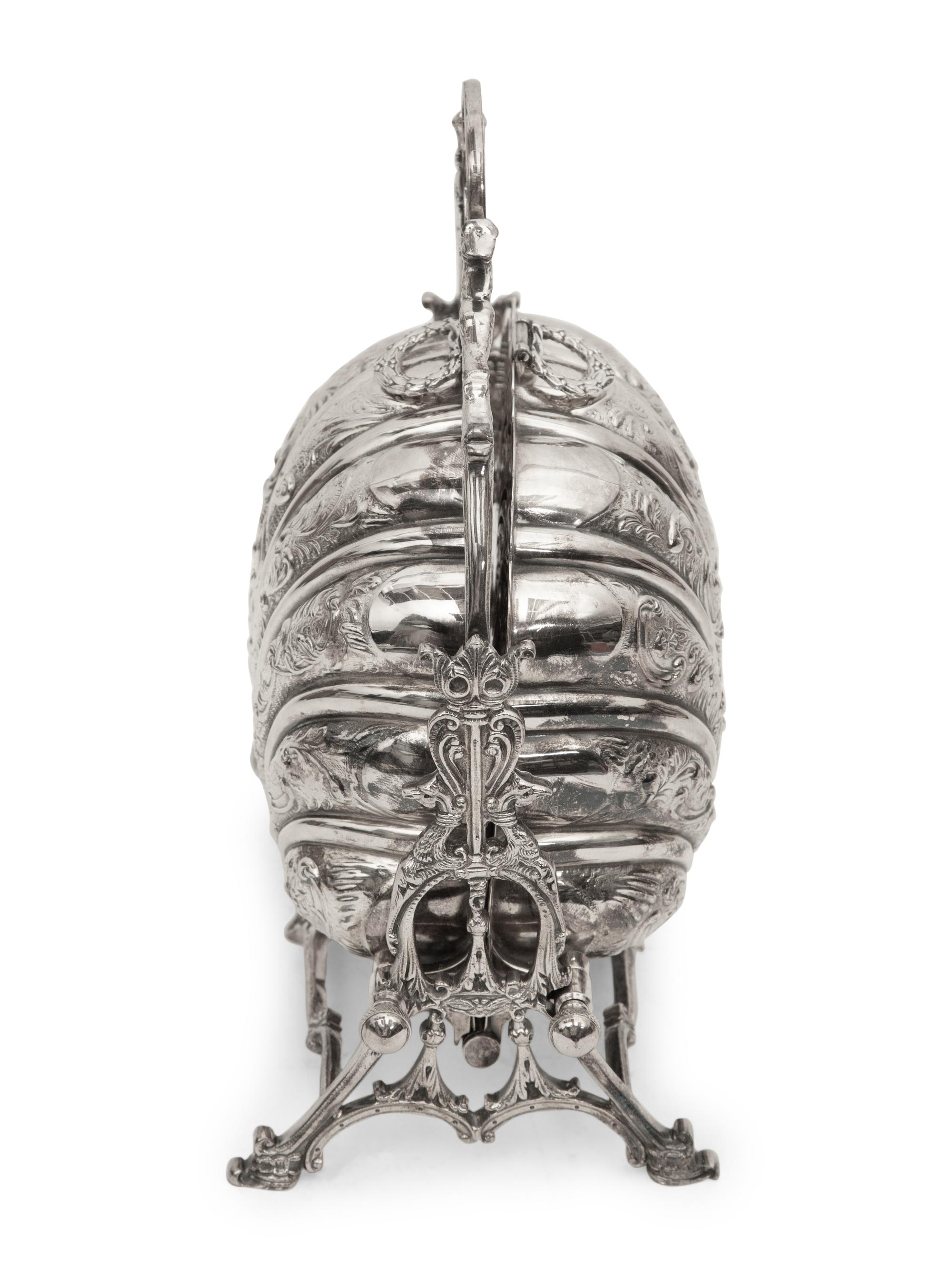 An English Victorian Silver-Plate Bun Warmer and a Silver-Plate and Cut Glass Biscuit Barrel