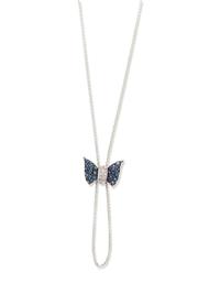 WHITE GOLD, SAPPHIRE AND DIAMOND BUTTERFLY NECKLACE