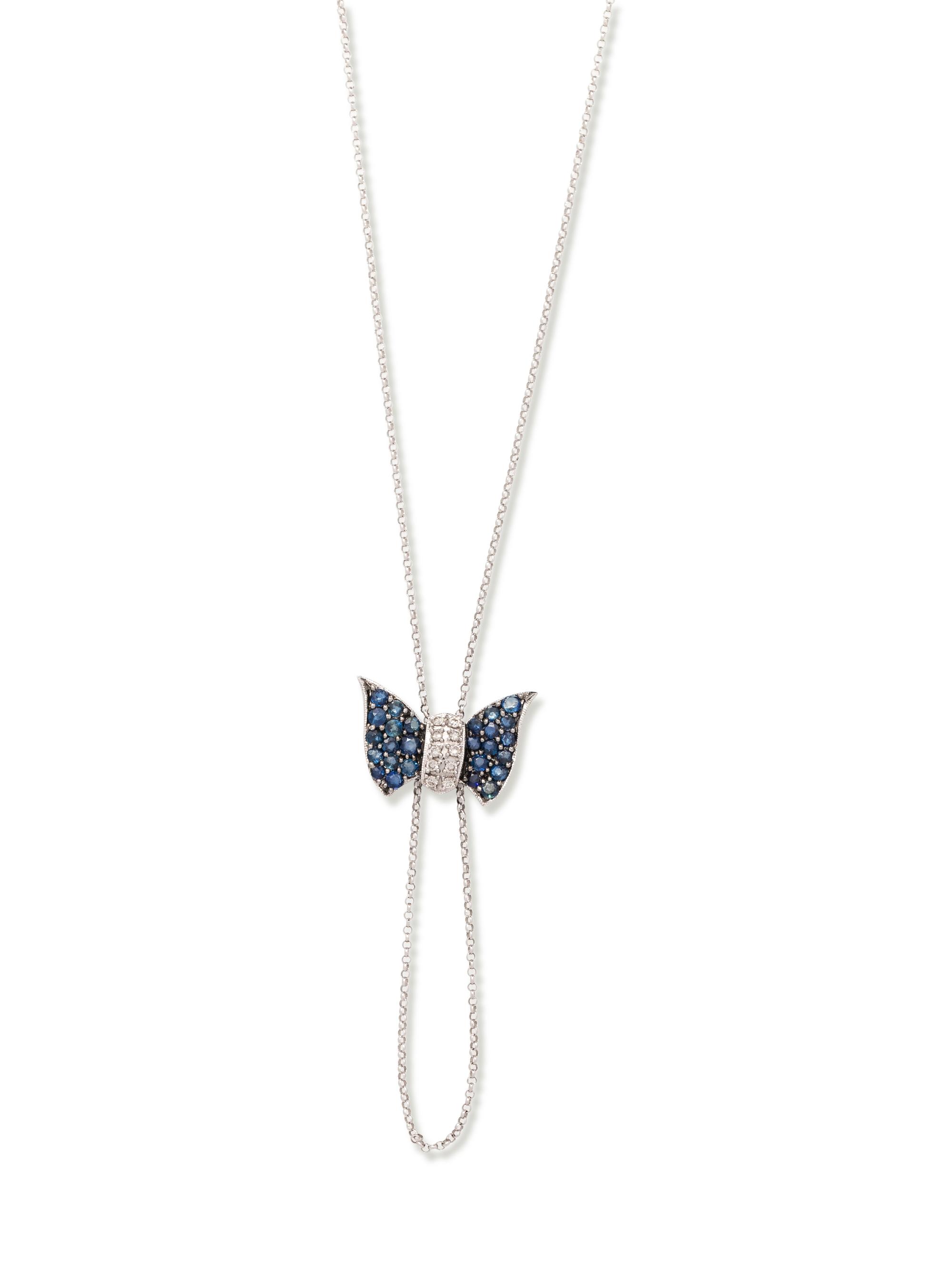 WHITE GOLD, SAPPHIRE AND DIAMOND BUTTERFLY NECKLACE