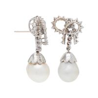 DIAMOND AND CULTURED PEARL EARRINGS