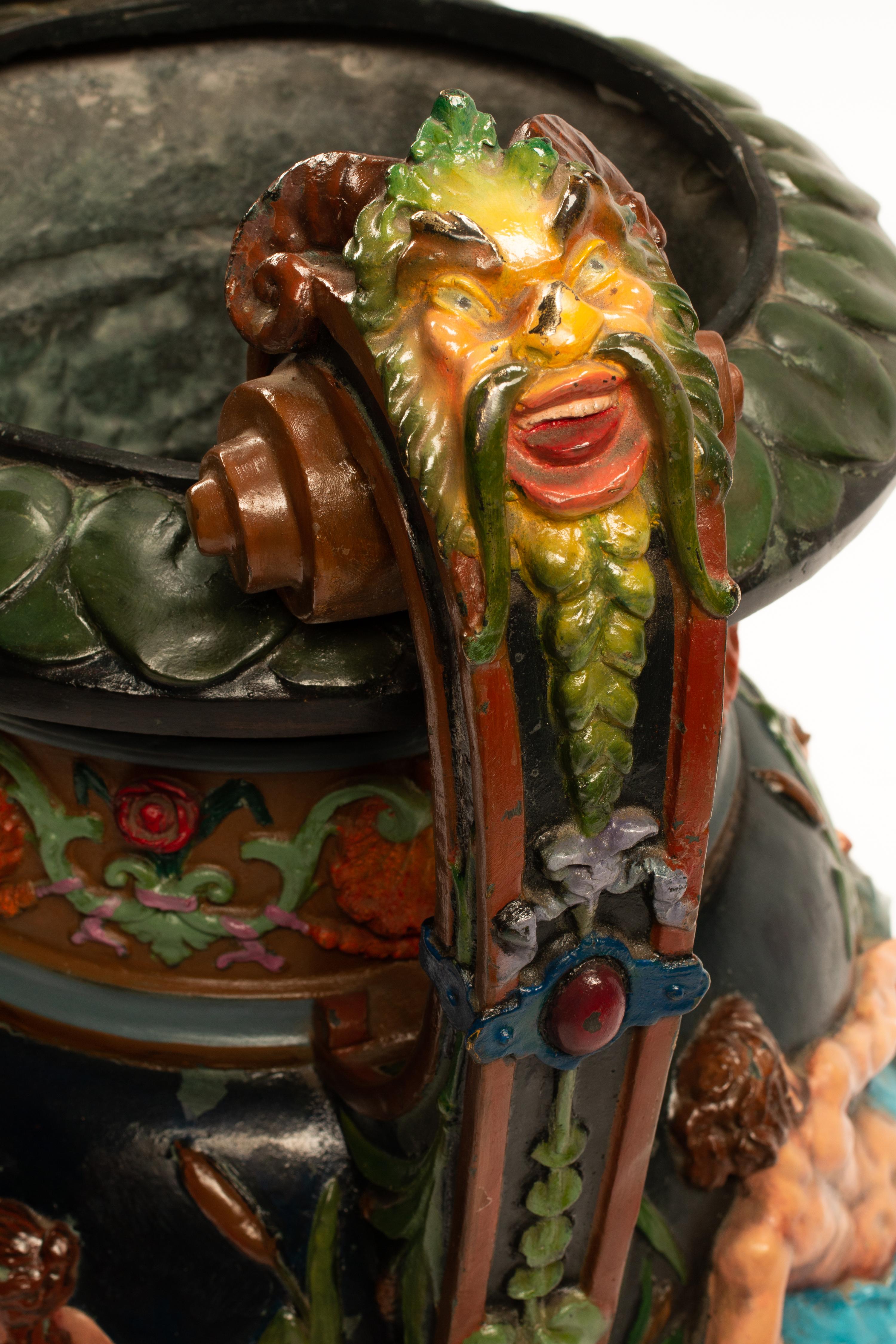 A Pair of Neoclassical Style Polychrome Bronze Urns