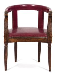 A Regency Mahogany and Leather Library Chair — 19TH CENTURY