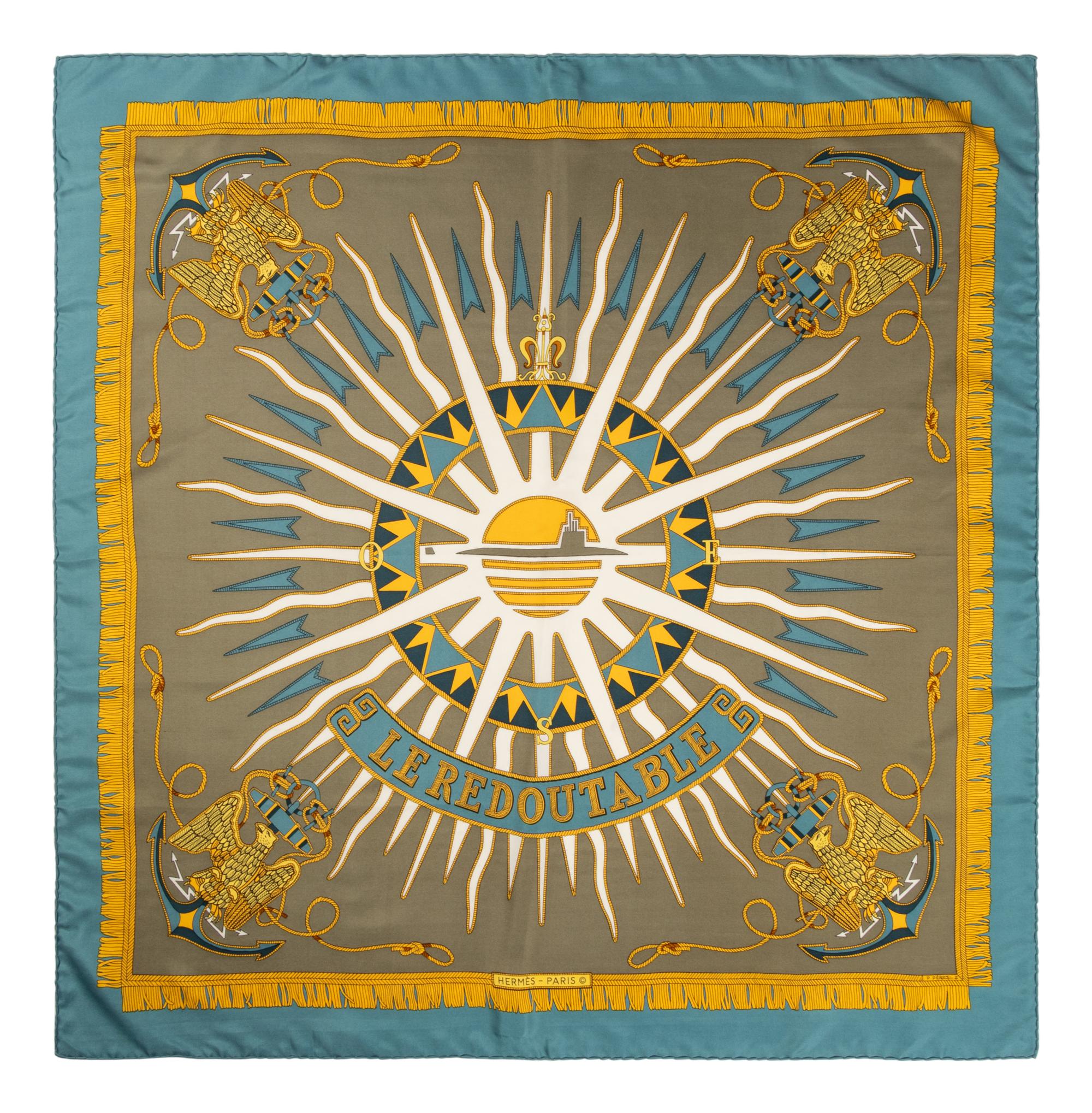Group of Four Designer Silk Scarves: Two Hermès, One Chanel, One Cartier