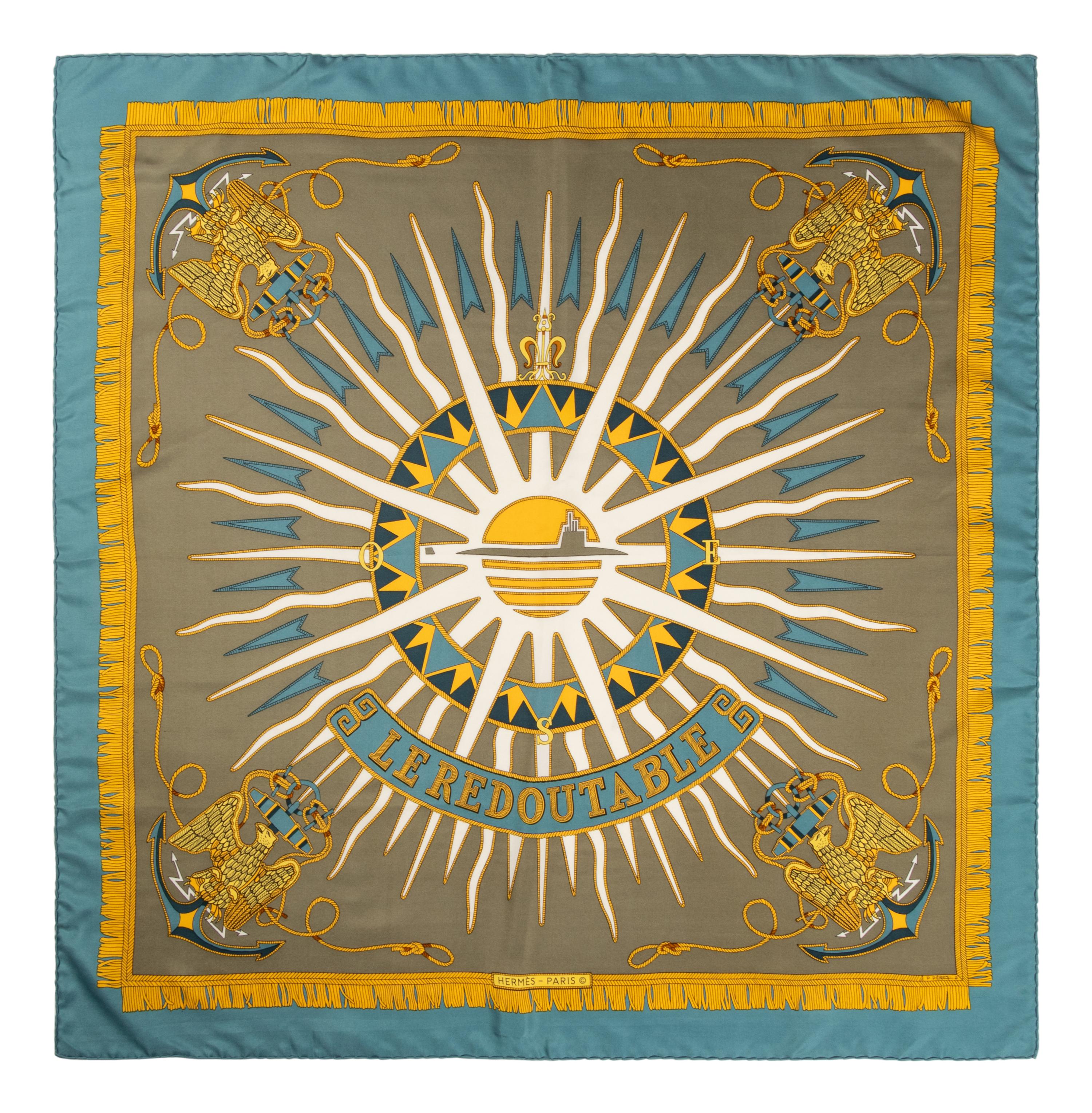 Group of Four Designer Silk Scarves: Two Hermès, One Chanel, One Cartier