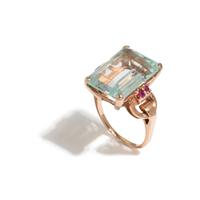 RETRO, AQUAMARINE AND RUBY RING