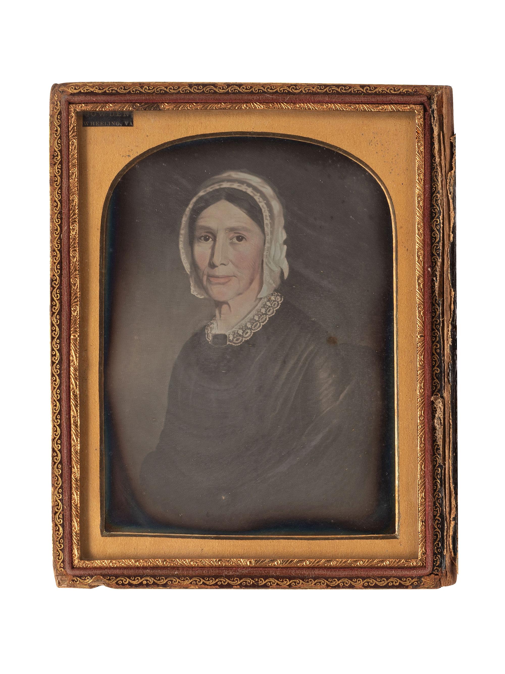 [EARLY PHOTOGRAPHY]. A group of 11 daguerreotypes of painted portraits highlighted by a pair of half plate images by Cowden of Wheeling, VA, including: