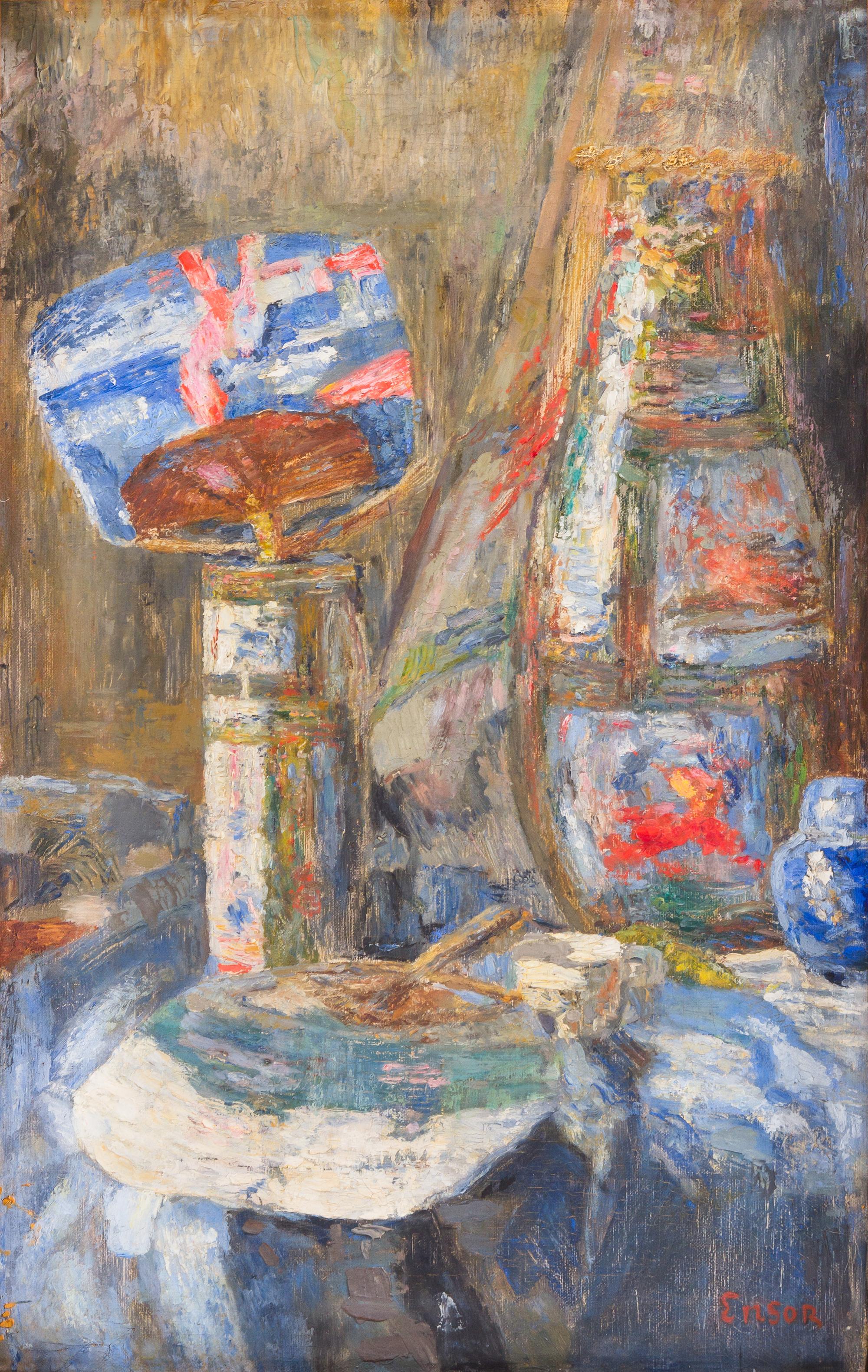 James Ensor, (Belgian, 1860-1949), Chinoiseries – Chinese Vases and fans, c. 1908-10