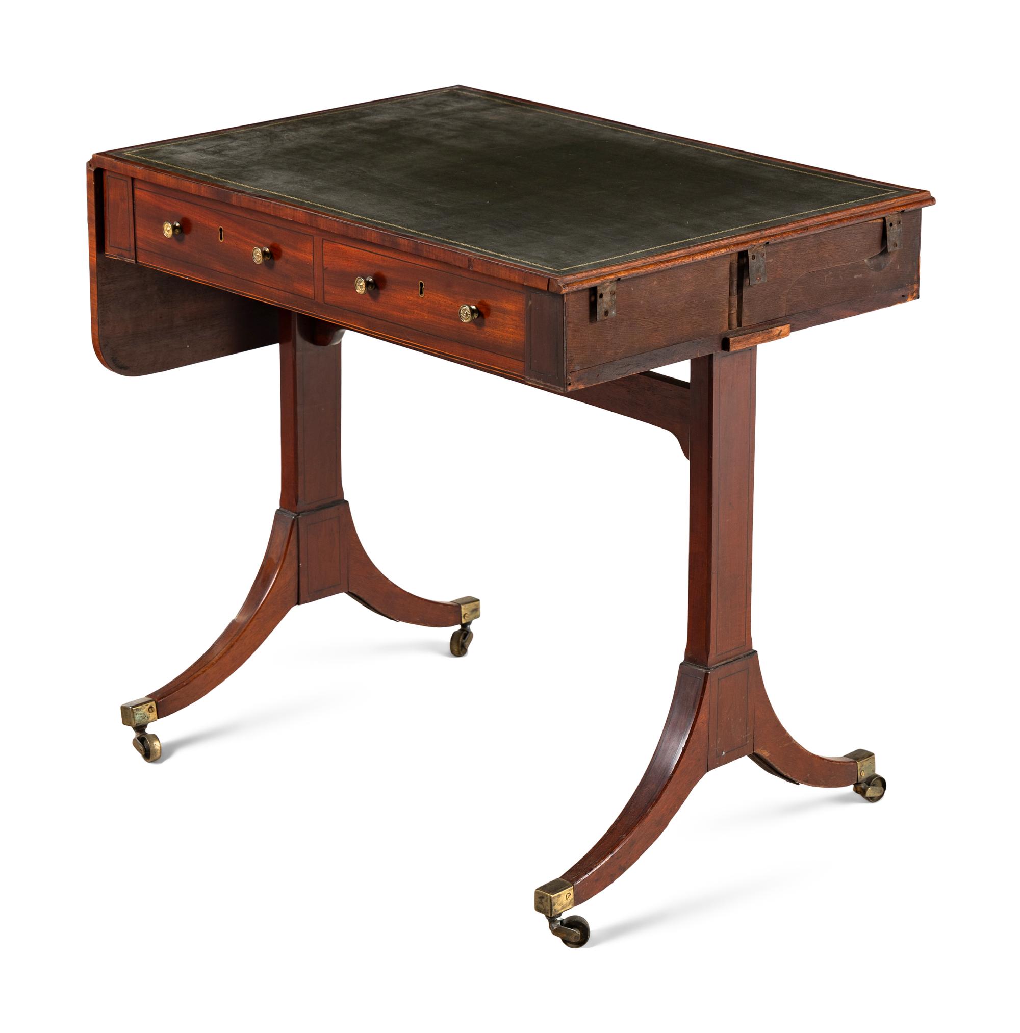 A Regency Style Mahogany Leather-Top Sofa or Writing Table