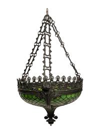 An American Leaded Glass Hanging Shade
