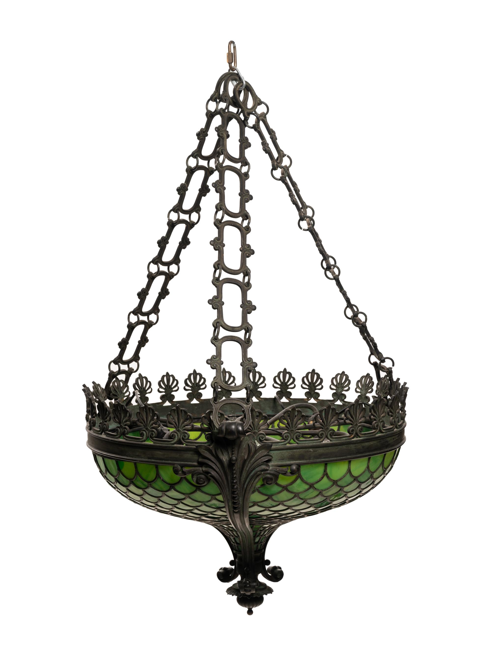 An American Leaded Glass Hanging Shade